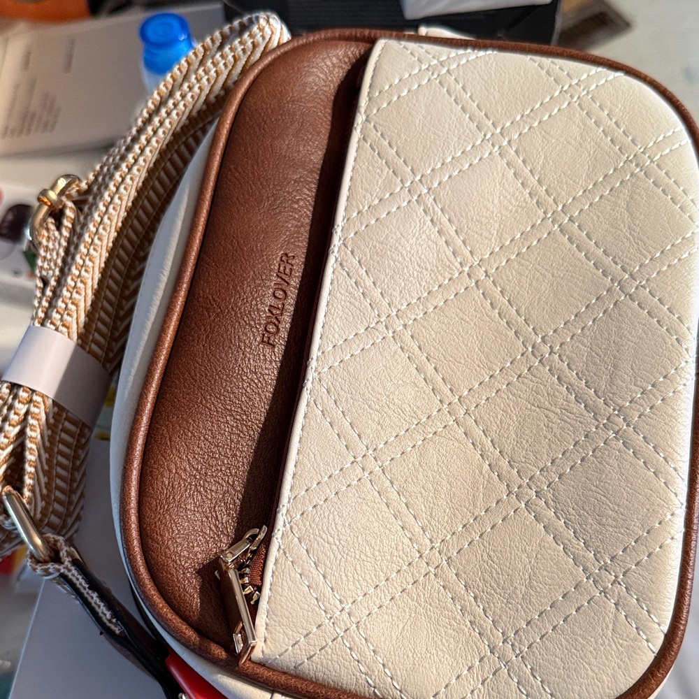 Brown and Cream Quilted Women's Bag